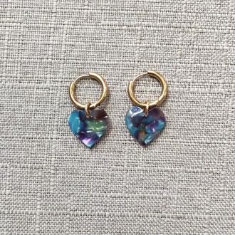 Fashionable exquisite heart pendant earrings stainless steel hoops high quality jewelry for women colorful acrylic kolczyki Moda