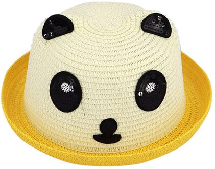Fashsiualy 3d Zon Hoeden Zomer Kinderen Baby Jongens Meisjes Cartoon Dier Stro Hoeden Strand Zonnehoed Caps geel
