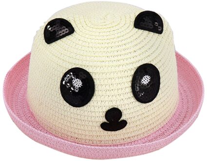 Fashsiualy 3d Zon Hoeden Zomer Kinderen Baby Jongens Meisjes Cartoon Dier Stro Hoeden Strand Zonnehoed Caps roze