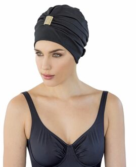 Fashy Badmuts tulband - zwart - dames - polyester - zwemkap - haarkapje - zwemmuts