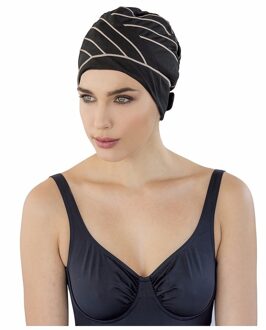 Fashy Badmuts - zwart/bruine - lijnen - voor dames - zwemsport - zwemmen