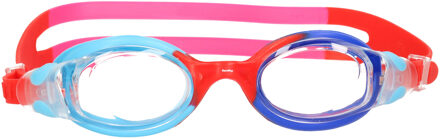 Fashy Gekleurde kinder zwembril 4-7 jaar rood/roze/blauw in opbergdoosje Multi