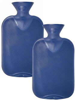 Fashy Kruik - 2x - blauw - 2 liter - kunststof - warmwaterkruik - waterkruik - warmtekruik