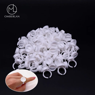 Faspech 100pcs/set Eyelash Extension Glue Rings Disposable Adhesive Eyelash Pallet Holder for Eyelashes Extension Tattoo Pigment