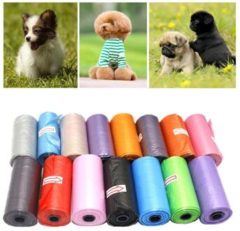 Fast 15 Pcs/Roll Pet Garbage Bag Solid Color Garbage Bag Green Garbage Bag Pick Up Bag 5stk
