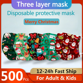 Fast Delivery Christmas Medical Face Mask Children Kids Disposable Surgical Face mouth Mask Adult Anti dust Ear Loop mask 50Pcs