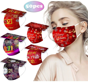 Fast Delivery Protection du visage 2021 Printed Mask Happy New Years Adult Disposable Protective 3layer Mask Bandage cover mouth
