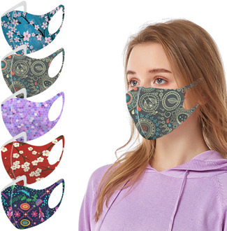 Fast Delivery Within 24 Hours 1/5pc Adult Print Mouth Masks for Protection Face Mask Washable Earloop Mask Bandage Mascarilla