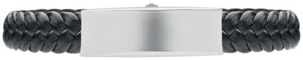 Faulet gevlochten armband van kunstleer Zwart - One size