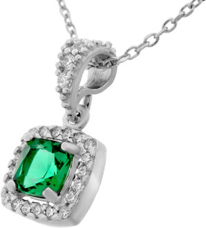 'Faustine' Dames 925 Sterling Zilveren Ketting met Hanger - Zilver ZH-7199/GR