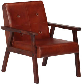 Fauteuil echt leer bruin