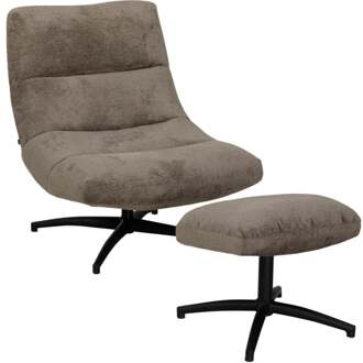 Fauteuil Fons Taupe met hocker
