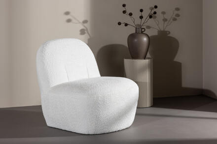 Fauteuil 'Hadiyah' Bouclé, kleur Wit
