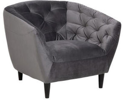 Fauteuil Thyrza - fluweel - donkergrijs - Leen Bakker - 79 x 83 x 97