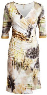 Faux Crossover print jurk Mosterdgeel