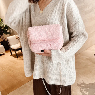 Faux Fur Crossbody Bags for Women Autumn Winter Plush Purses and Handbags Female Phone Shoulder Bag Girls Wallet