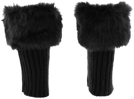 Faux Fur Leg Warmer Elastische Gebreide Laarzen Manchetten Mouwen zwart