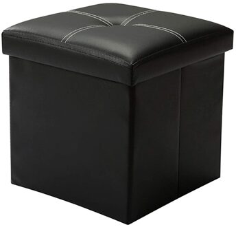 Faux Lederen Kleine Vierkante Voetsteun Ontlasting, Voet Kruk Met Opslag, Vouwen Opslag Poef Footrest Kruk