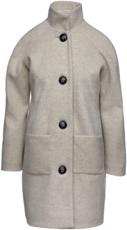 Faux Mouflon zandkleurige gemêleerde jas van Conquista Fashion - maat Grijs