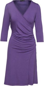 Faux Wrap Wollen Jurk in Jersey Stof Paars - EU 44 / UK 16