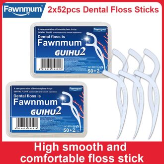 Fawnmum Dental Floss 2X52 Super Fijne Volwassen Hoge-Glad Tandzijde Stok Tandenstoker Dental Speciale Rager Schoon Tanden
