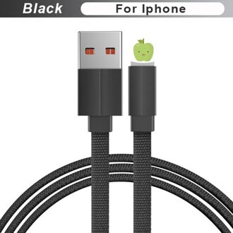 FBYEG Micro USB Kabel 20 CM/1 M/2 M/3 M Snelle Opladen Data Sync Platte USB Opladen Voor iPhone X XS MAX XR 8 7 6s Plus 5 8 pin zwart / 0.25m