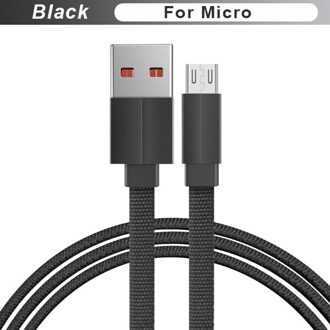 FBYEG Micro USB Kabel 20 CM/1 M/2 M/3 M Snelle Opladen Data Sync Platte USB Opladen Voor iPhone X XS MAX XR 8 7 6s Plus 5 Micro USB zwart / 1m