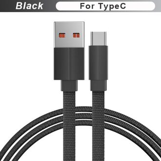 FBYEG Micro USB Kabel 20 CM/1 M/2 M/3 M Snelle Opladen Data Sync Platte USB Opladen Voor iPhone X XS MAX XR 8 7 6s Plus 5 type C zwart / 2m