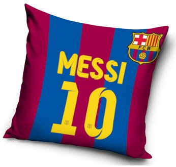 FC Barcelona Kussen Messi 10 40 x 40 cm Blauw