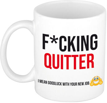 Fcking quitter cadeau mok / beker wit en zwart - afscheidscadeau personeel / collega - feest mokken Multikleur