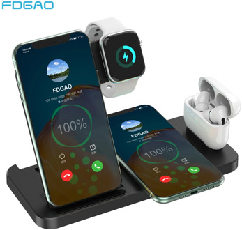FDGAO 15W 4 in 1 Wireless Charger Induction Charging Stand for iPhone 11 X XS XR Airpods Apple Watch SE 6 5 Charge Docks Station