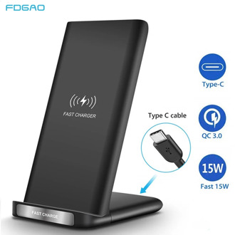 FDGAO 15W Qi Wireless Charger Stand Phone Holder Fast Charging for iPhone 11 XR X XS 8 Samsung S20 S10 S9 Type C Quick Charger