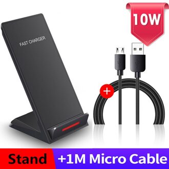 Fdgao Draadloze Oplader Stand 15W Qi Snel Opladen Station Type C Usb Kabel Voor Iphone 12 11 Pro Xs xr X 8 Samsung S21 S20 S10 10W Stand zwart