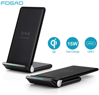 FDGAO Fast Wireless Charger Foldable Charging Stand Pad Type C USB Cable 15W For iPhone 11 Pro XS XR X 8 Samsung S10 S9 Airpods