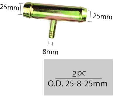 Fdik 16/19/25Mm 2Pcs T-Stuk Buis Luchtkanalen Elleboog Waterleiding Connector Metalen auto Truck Heater Uitlaatpijp Auto-accessoires 1stk 25-8-25 T