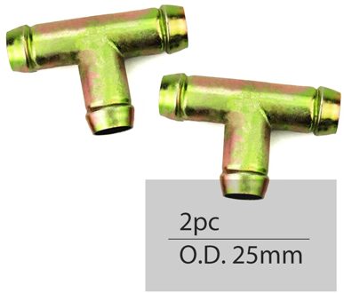 Fdik 16/19/25Mm 2Pcs T-Stuk Buis Luchtkanalen Elleboog Waterleiding Connector Metalen auto Truck Heater Uitlaatpijp Auto-accessoires 2stk 25mm T