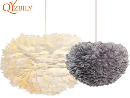Feather Pendant Lights Modern Pandant Lamp Nordic Design Romantic HangLamp Feather Hanging Kitchen Dining Room Light Fixture