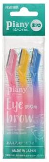 Feather Piany Eyebrow Touch-Up Razor With Safety Guards 3 pcs