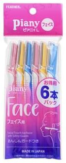 Feather Piany Facial Touch-Up Razor With Safety Guards 6 pcs
