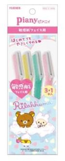 Feather San-X Rilakkuma Piany Sensitive Skin Facial Razor 4 pcs