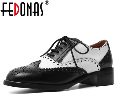 FEDONAS 2020 Spring Autumn Women Lace Up Casual Pumps Classic Round Toe Square Heeled Party Shoes Woman New Office Ladies Shoes