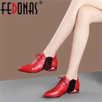 FEDONAS 2020 Spring Elegant Pointed Toe High Heels Microfiber Leather Lace Up Shallow Women Pumps Party Prom Office Shoes Woman