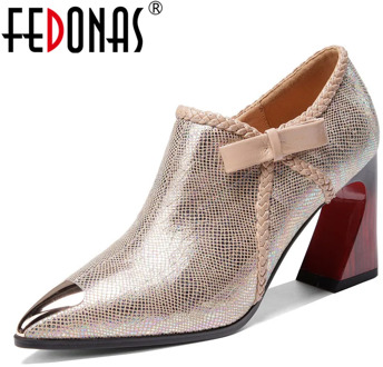 FEDONAS 2020 Spring Quality SheepSkin Strange Heels Women Pumps Side Zipper Rome Shoes Woman Female Elegant Party Office Shoes