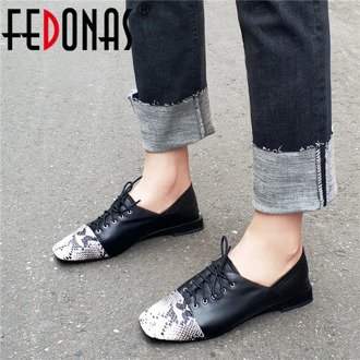 FEDONAS 2020 Spring Summer New Shallow Lace Up Women Pumps Genuine Leather Comfortable Casual Shoes Woman Party Office Shoes