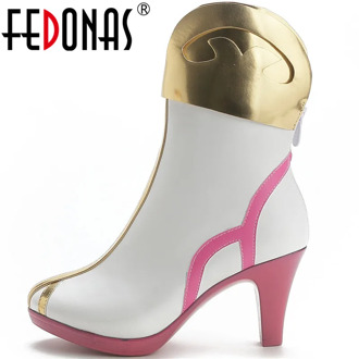 FEDONAS 2020 Women Metal Decoration Round Toe Shoes Party Prom Shoes New Back Zipper Fashion Sweet Top Quality Shoes Woman