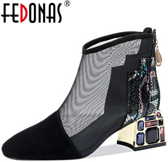 FEDONAS 2020 Women Rhinsetone Crystal Back Zipper Cow Leather Pumps Spring Summer Party Shoes Brand Sexy New Arrival Shoes Woman