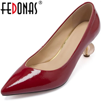 FEDONAS Basic Strange High Heeled Women Pointed Toe Fashion Pumps Spring Summer Shoes New Cow Patent Leather Shoes Woman