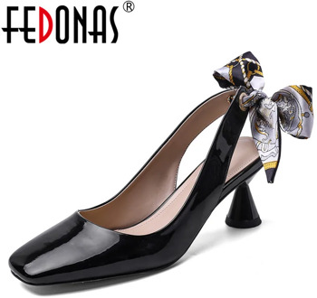 FEDONAS Brand Design Pumps Women Spring Summer Square Toe Shallow Pumps Basic Party Casual Shoes Woman Newest Cross-Tied Pumps