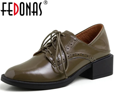 FEDONAS Classic Black Concise Shallow Women Spring Summer Casual Pumps Office Breathable Shoes Woman Cross Tied Patent Leather