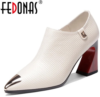 FEDONAS Classic Pointed Toe Zipper High Heels 2020 Spring Summer Quality Genuine Leather Women Pumps Party Office Shoes Woman